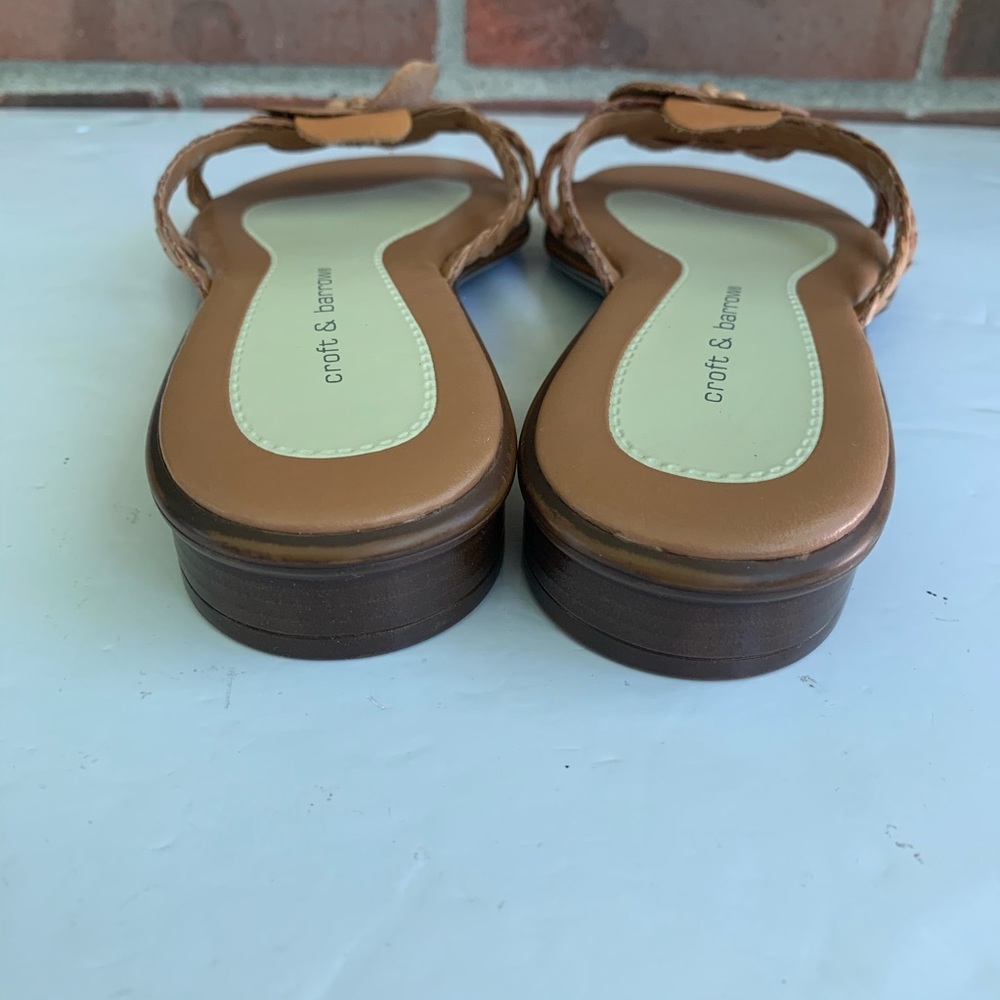NWOT Croft & Barrow tan leather slide sandals - Picture 6 of 8
